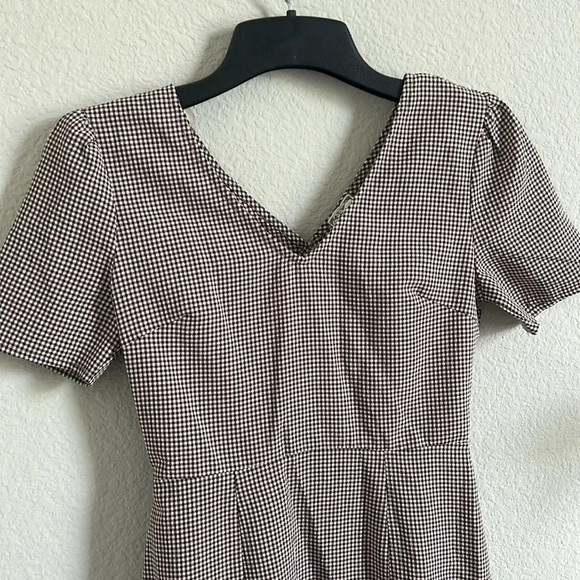 Sadie & Sage Gingham Dress Brown Maroon - Picture 2 of 6